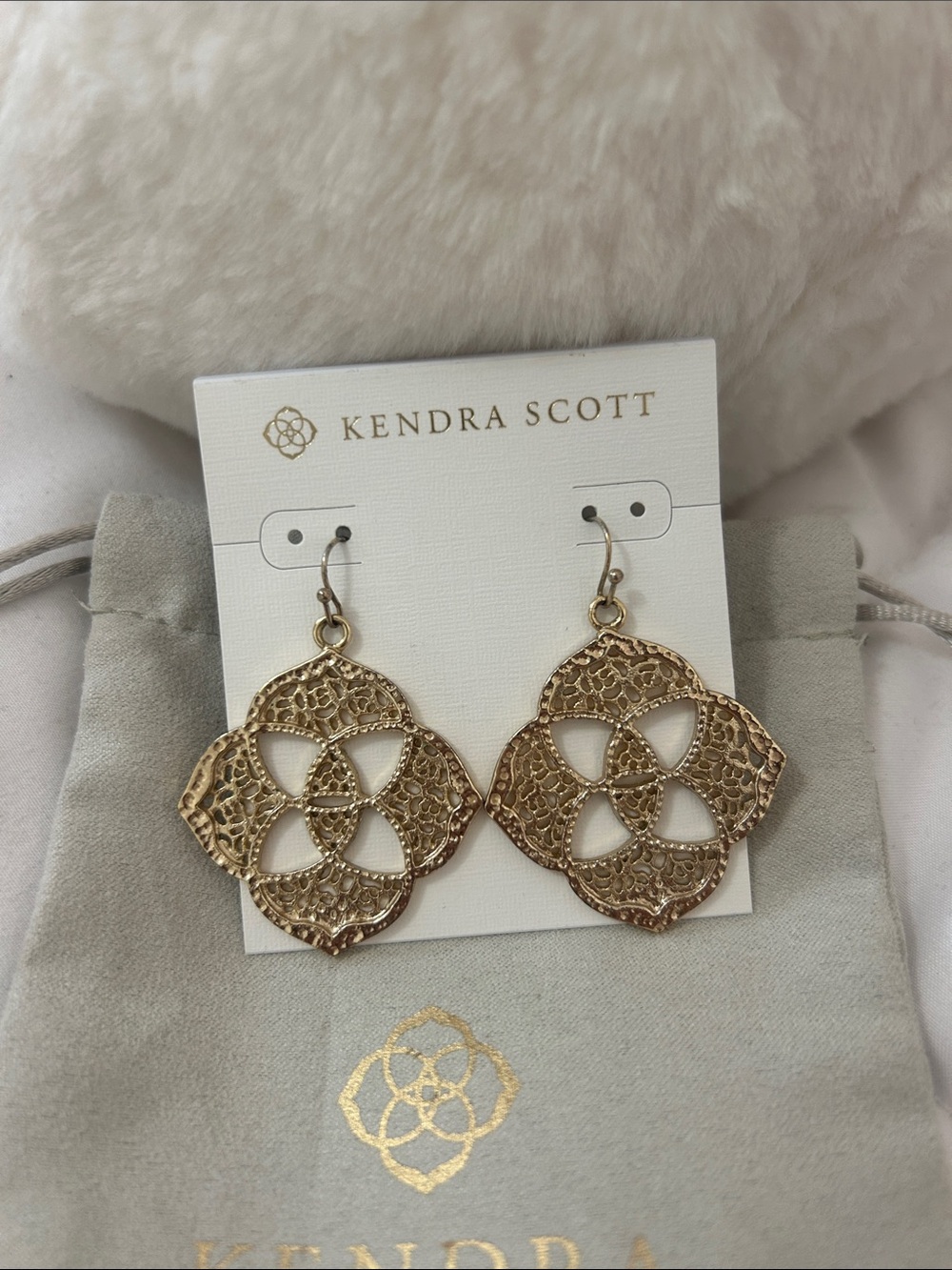 Kendra Scott Diane Filigree Rose Gold Drop Earrings Retired Statement Earrings
